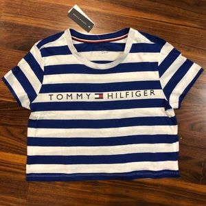 NWT Tommy Hilfiger blue/white striped t shirt